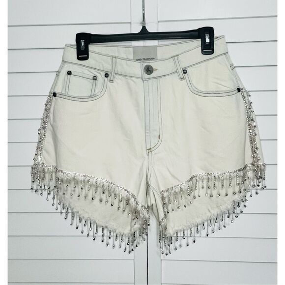 One Teaspoon Razzle Dazzle Trucker Mid Waist Relaxed Denim Shorts Size 27 NWT - Picture 7 of 10